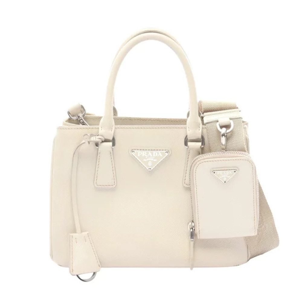Prada SAFFIANO LUX Galleria Handbag Leather Ivory White